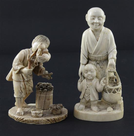 Two Japanese ivory okimono, early 20th century, 12.5cm